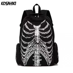 Women Y2k Aesthetic Gothic Black Backpacks Harajuku Punk Trendy Skull Bags Men Personality Fashion Vintage Schoolbags Japanese