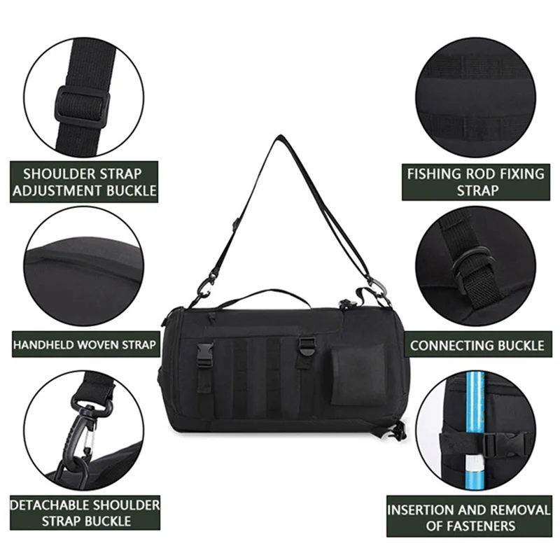 AINY-Fishing Backpack Outdoor Fishing Rod Bag Wet Dry Separation Camping Backpacks Hiking Climbing Rucksack - view 6