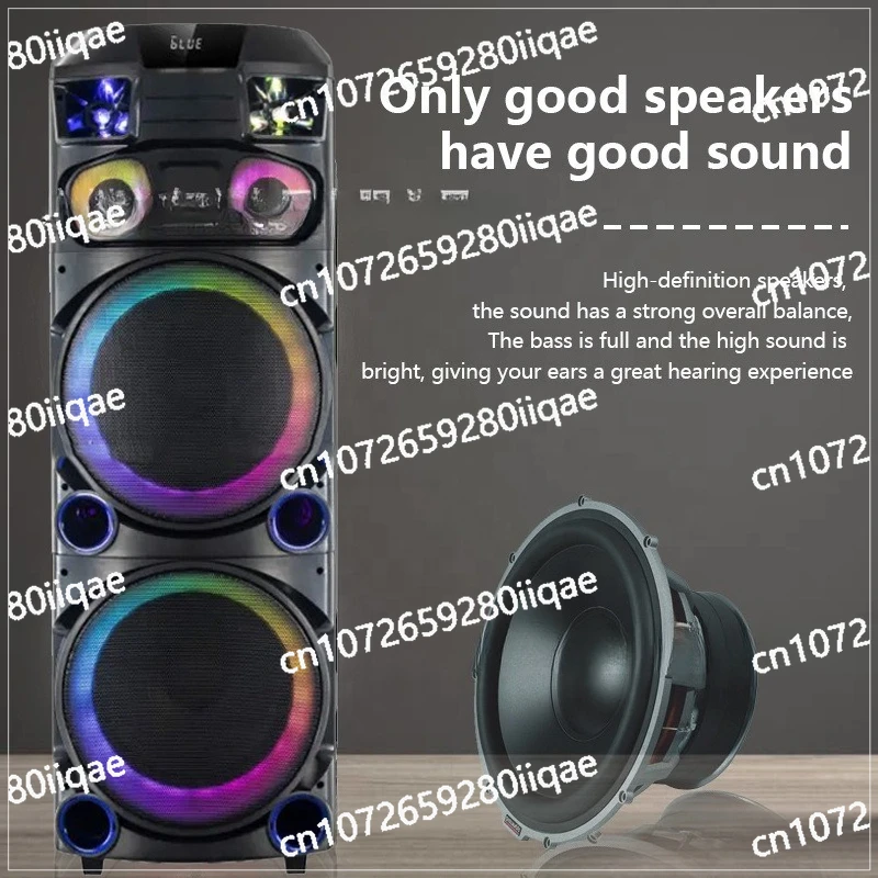 Bluetooth speaker 12 inch dual speaker wireless microphone portable square dance card stereo