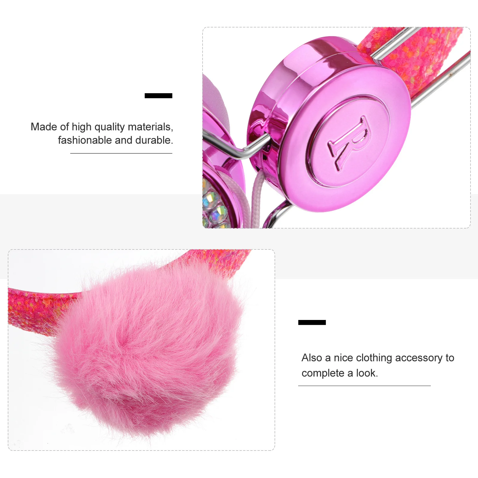 

FELTECHELECTR Rhinestone Ears Headphones for Teens Boys Girls Stylish Over Ear Earphones with Microphone for School