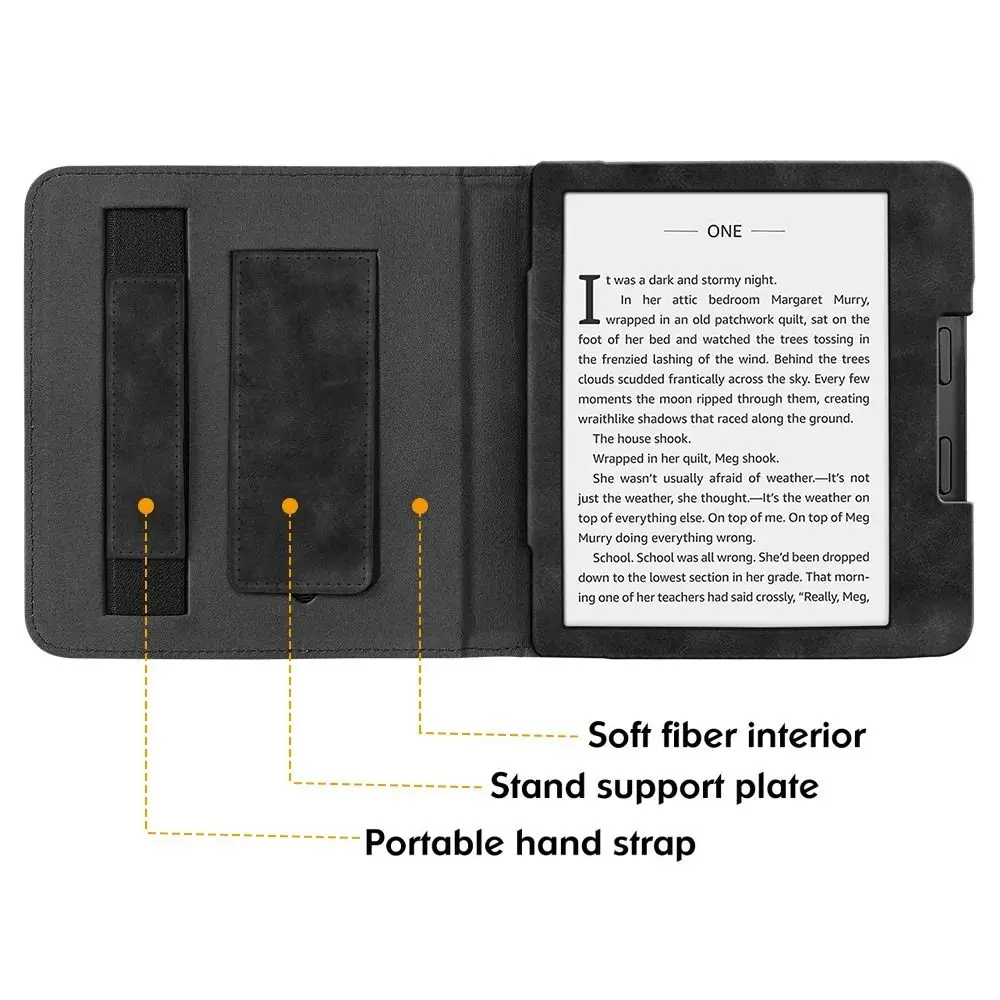 

Hand Strap E-Reader Case Leather Superfiber N778 Smart Cover Auto Sleep/Wake Shockproof Protective Shell for Rakuten Kobo Sage