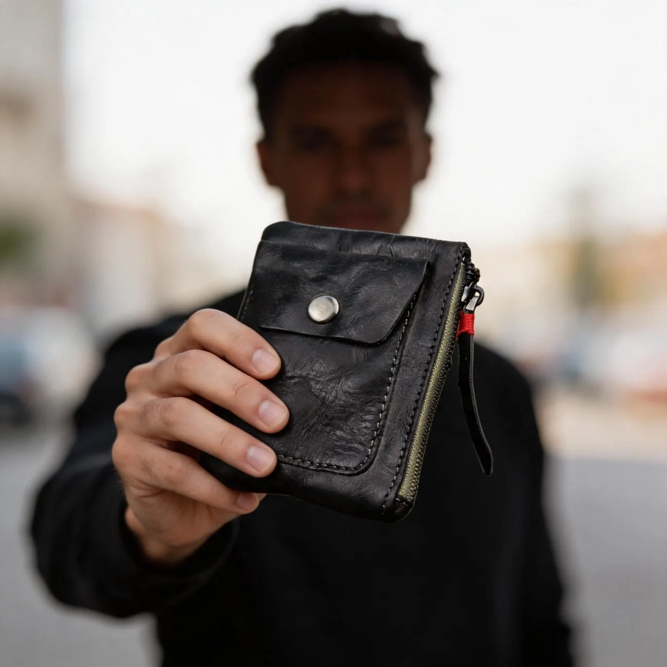 Hot Sale Genuine Leather Retro Zipper Coin Purse Card Holder Storage Bag Wallet Key Bag
