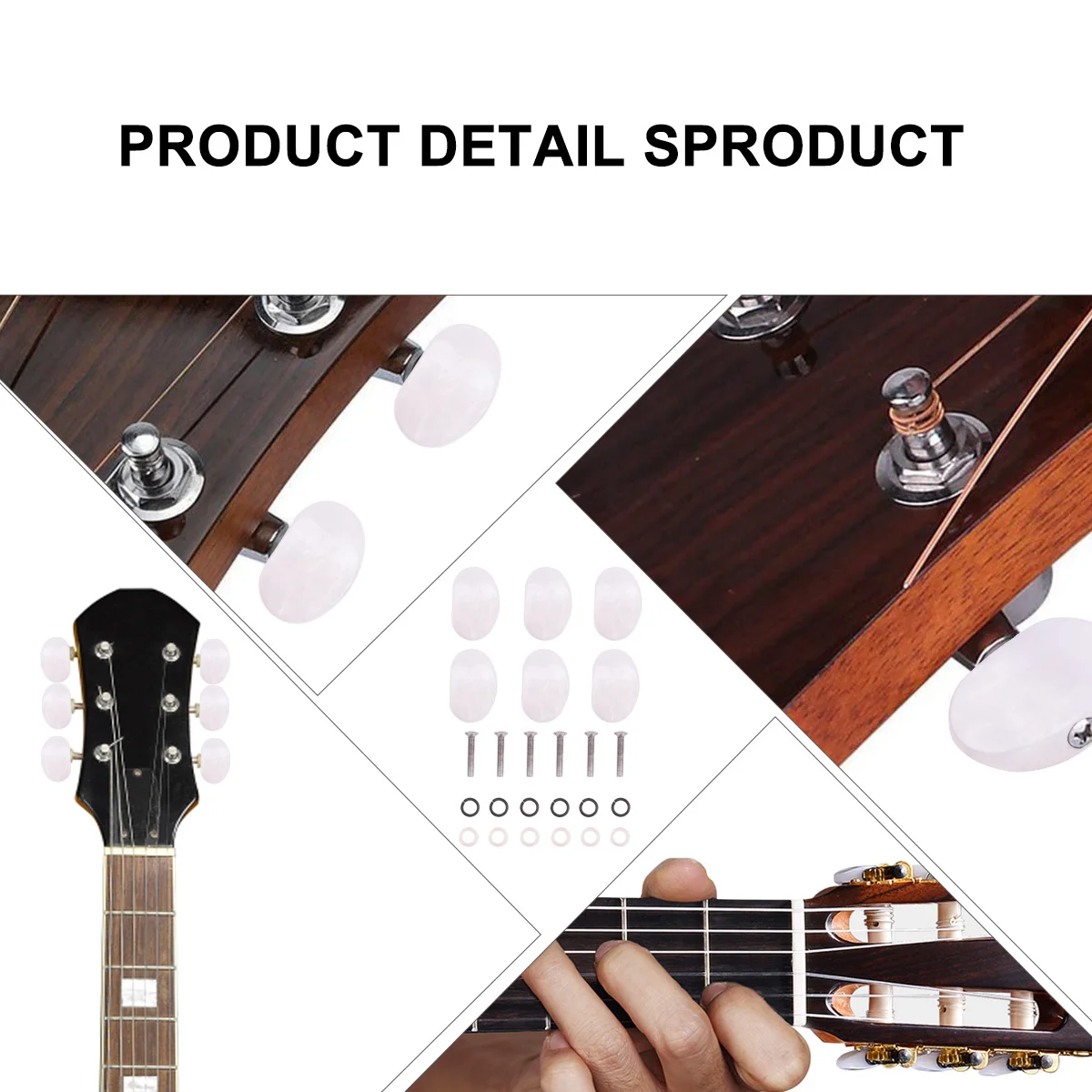 

6 pcs Guitar Tuning Peg Knobs Replacement For Acoustic Electric Guitar Machine Head Universal Fit Includes Ferrules Screws