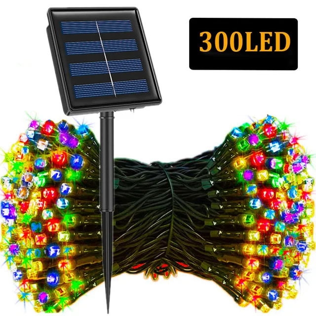 330LED zewnętrzne łańcuchy świetlne Led na energię słoneczną bajkowe oświetlenie girlanda zasilana energią słoneczną 8 trybów 33m ogrodowa dekoracja ślubna wodoodporna