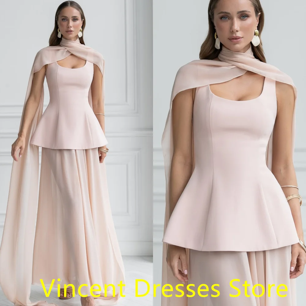 Customized Elegant pink Jersey Homecoming Dress Temperament Square Collar Shawl Ruffles Zipper Back Customized Vestido De Festa