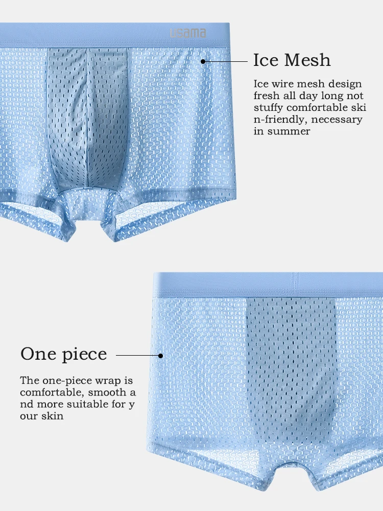 4pcs Men's Boxer Shorts Ice Silk Underwear Plus Size Underpants Cool Breathable Sexy Slim Panties Mesh Lingerie Wholesale Lots image 5