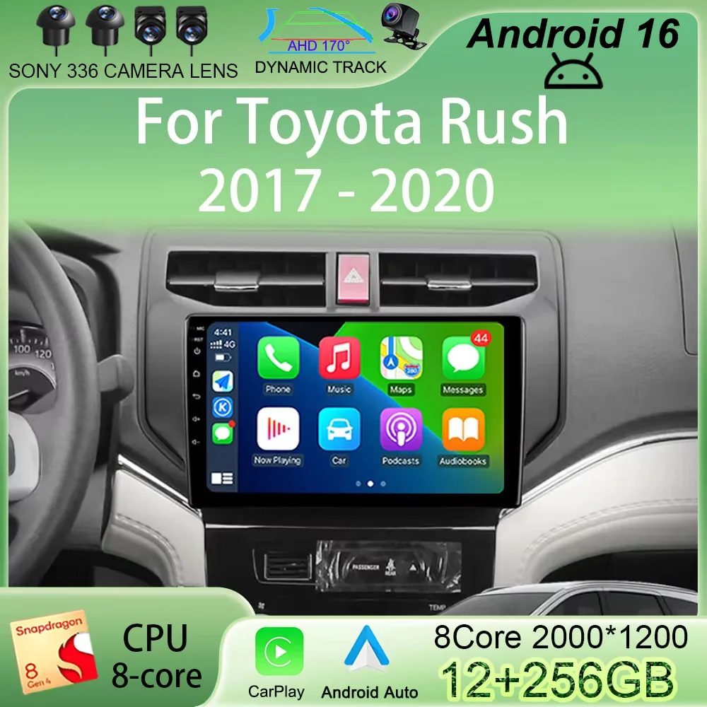 

Автомагнитола Android 16 для Toyota Rush 2017-2020, мультимедийный видеоплеер, Carplay, автонавигация, стерео, GPS, 4G, Wi-Fi, Bluetooth