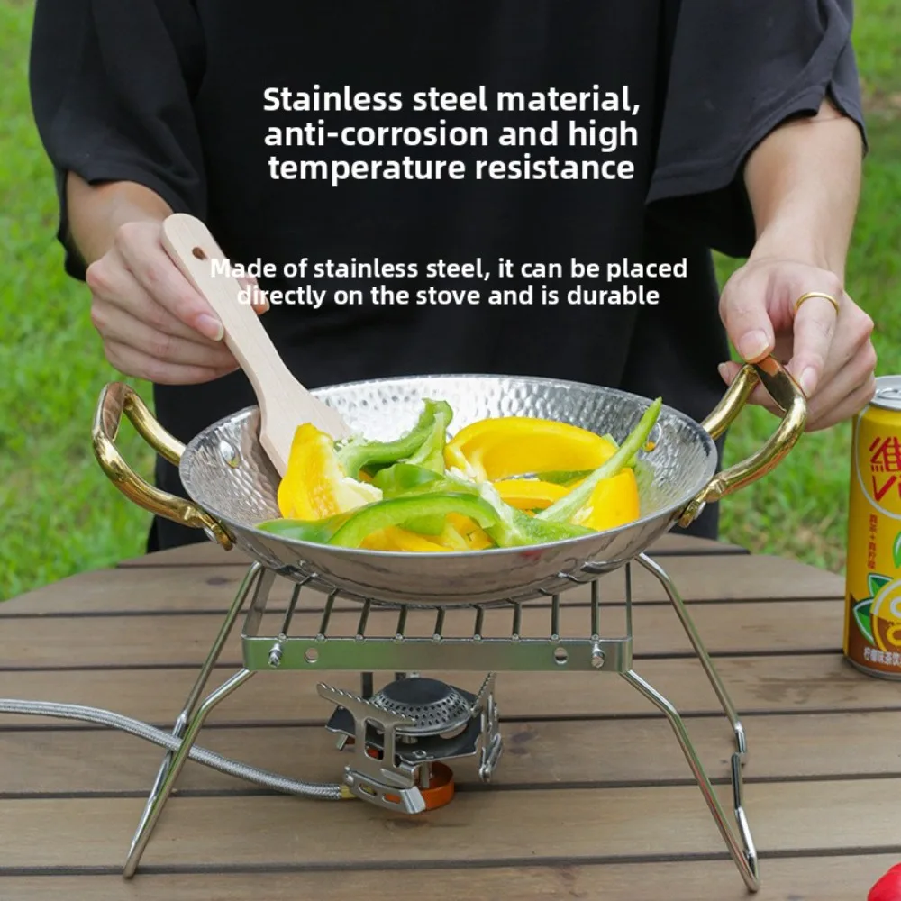 Soporte plegable para cabezal de estufa de acero inoxidable, mini estante para barbacoa portátil para exteriores, soporte para ollas, soporte para bandeja para hornear, red para barbacoa