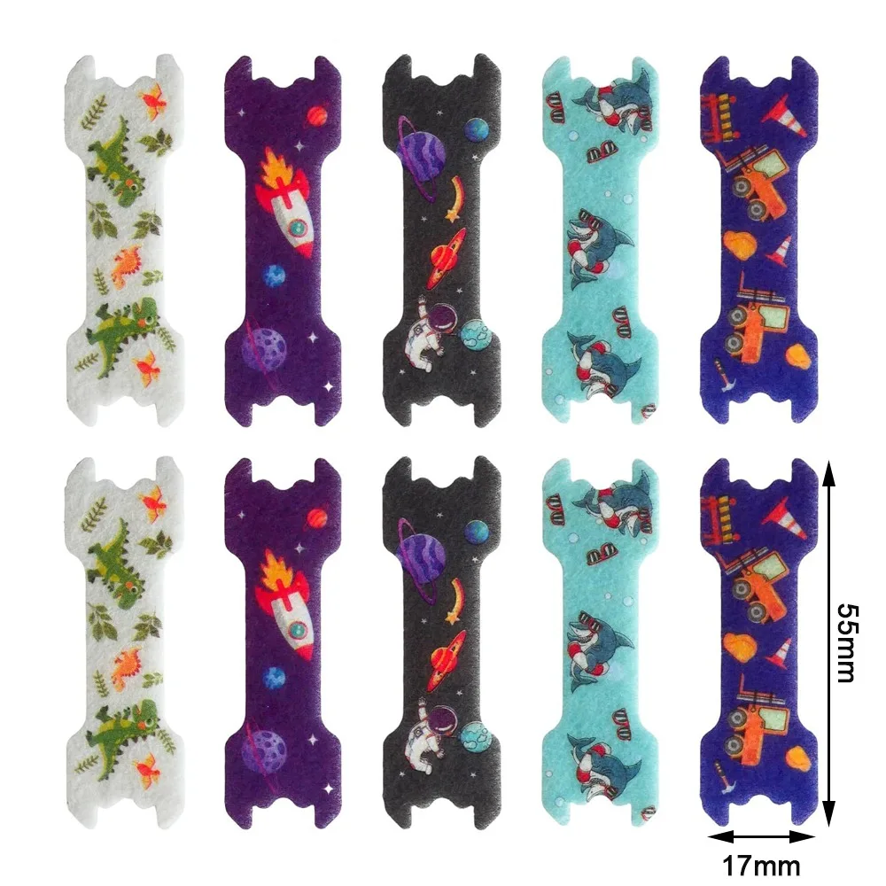 

10 шт., детские полоски для носа с героями мультфильмов, 44x14 мм/55x17 мм, дышащие детские дыхательные полоски, детские нашивки для носа для мальчиков и девочек