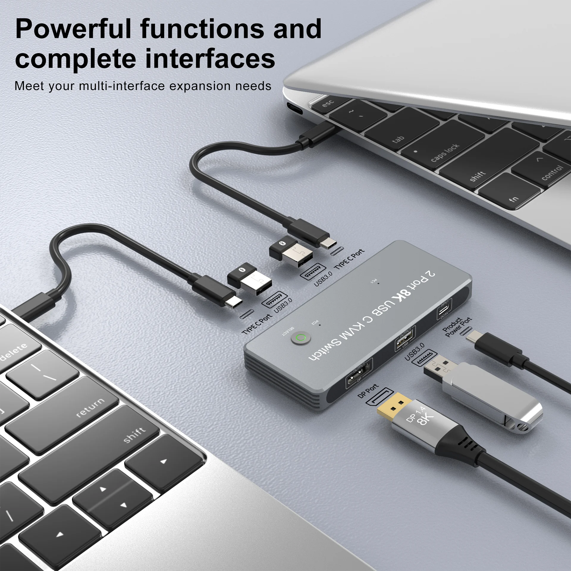 Imagem -03 - Monitores Duplos com Usb-c a Dp1.4 Switch Kvm Laptop Saída de Vídeo 8k 60hz 4k @ 144hz Monitor Displayport 3xusb3.0 Data Hub