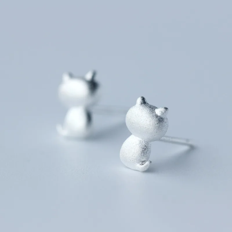 925 Silver Needle Hypoallergenic Lovely Cat Stud Earrings for Women Elegant Wedding Gifts Jewelry pendientes Brincos eh463