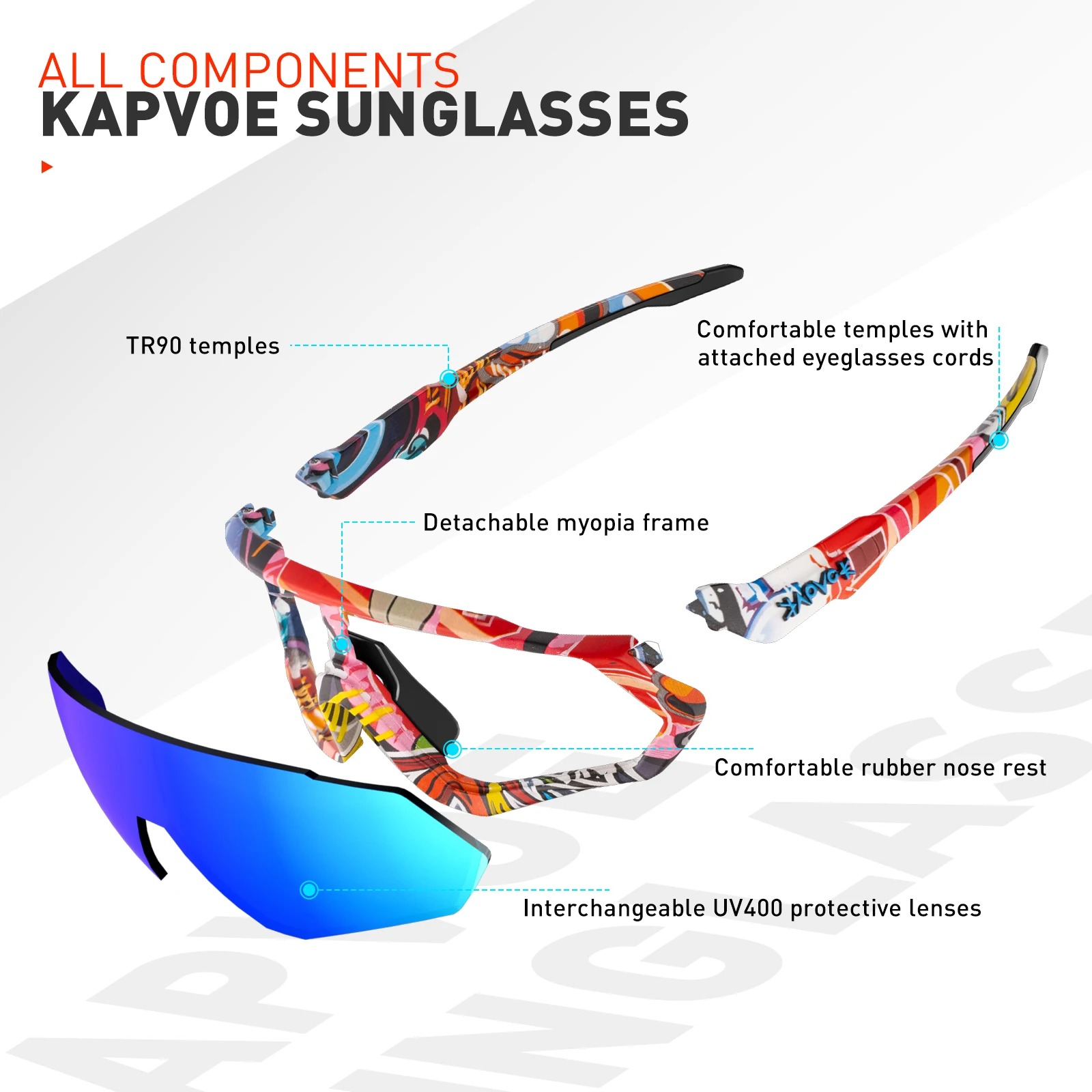 2024 Kapvoe Skiing Eyewear Man Polarized MTB Outdoor Bicycle Sunglasses Woman UV400 Cycling Glasses Sports Sunglasses Eyepieces