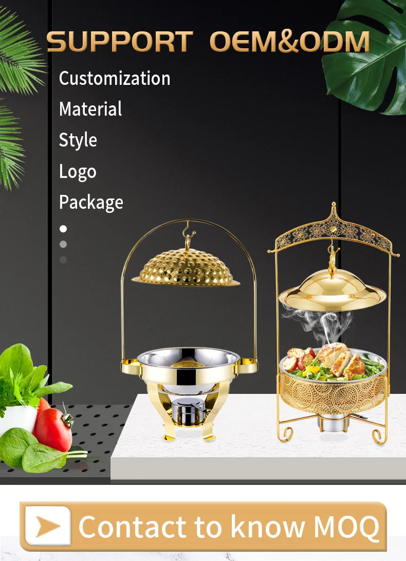 Fabrikpreis 6L Edelstahl Küchengeschirr Catering Küchengeschirr Isolator Buffet Set Luxus runder Hot Pot mit Rolltop