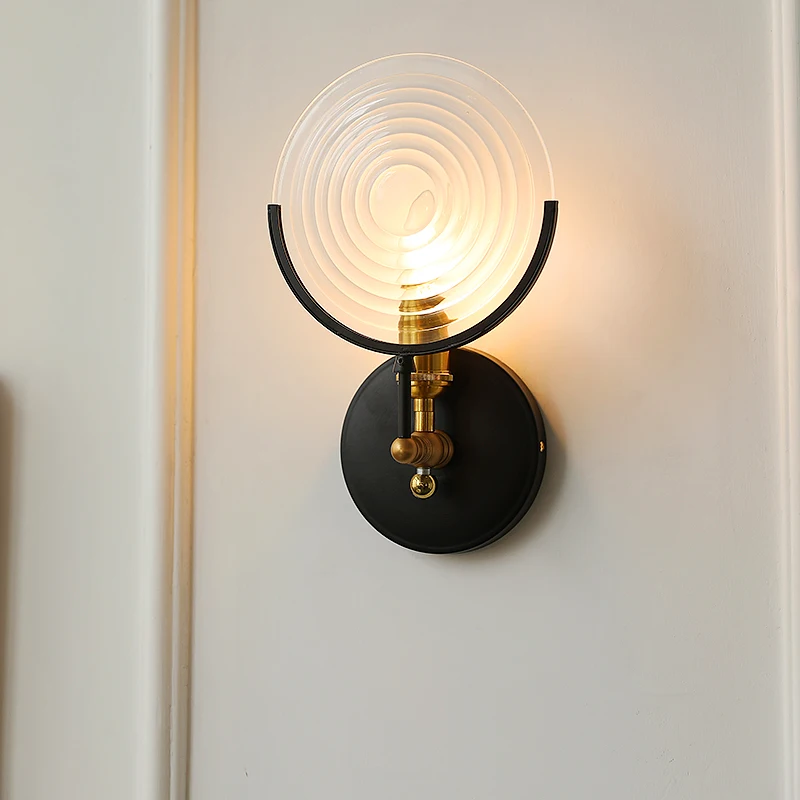 Postmodern Iron Art Wall Lamps Rotundity Transparent Glass Lampshade Living Room Restaurant Bedroom