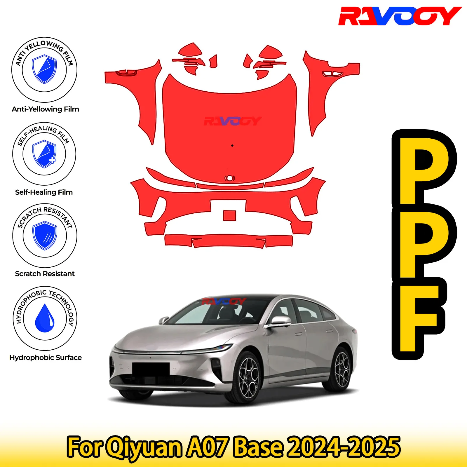 

For Qiyuan A07 Base 2024-2025 Glossy Matte Black Precut front PPF Kit Paint Protection Film
