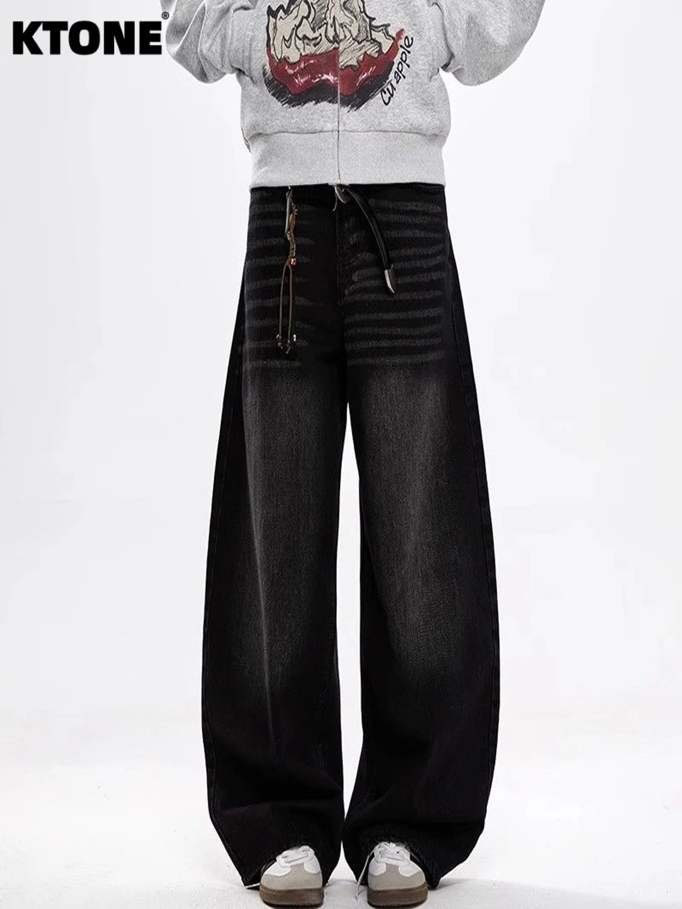 

Men's Loose Black Jeans For Man Loose Fit Drip Trend Streetwear No accessories or belts included