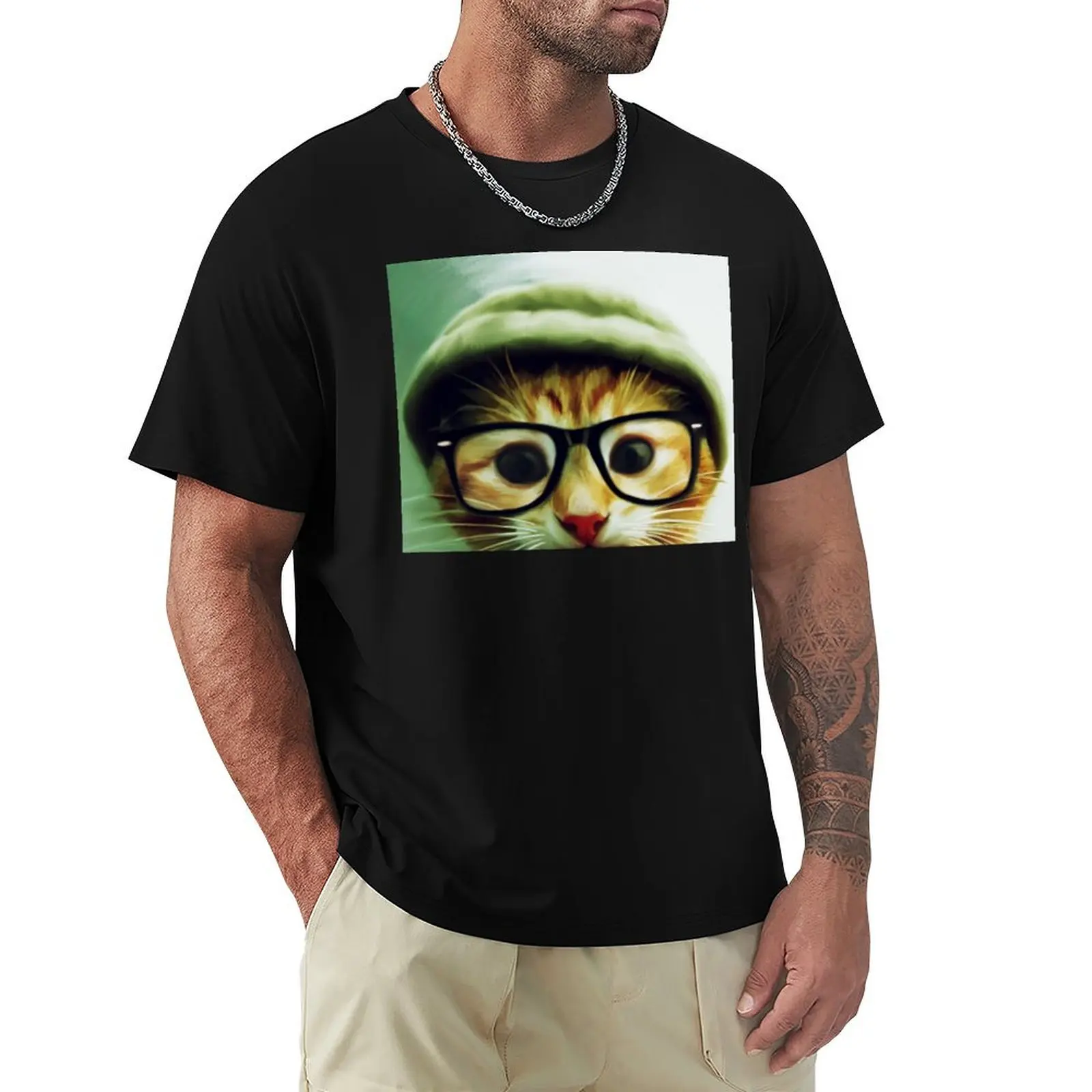 

Vintage Cat Wearing Glasses T-Shirt blacks luxury t-shirt tee shirts for men