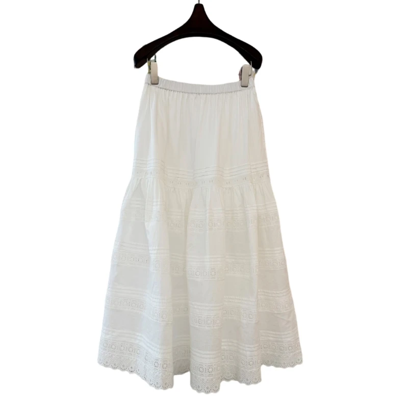 

White Elegant Advanced Texture Trendy and Comfortable Flowy High-Waisted Skirt – Perfect for Warm Weather & Boho Styles AF1717
