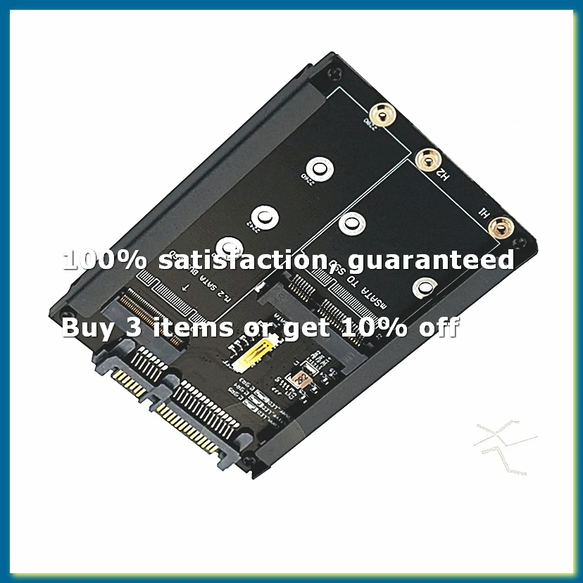 2In1 MSATA + B Key/B+M Key M.2 SSD to 2.5 SATA Adapter Card with Enclosure Socket for M2 NGFF SATA3 2230 2242 2260 2280-DTB3