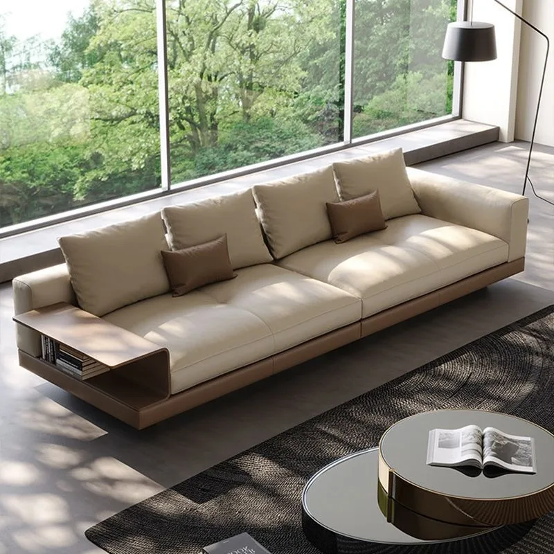Sofa Italian minimalist first-layer cowhide living room straight row Italian first-layer cowhide SGS test report
