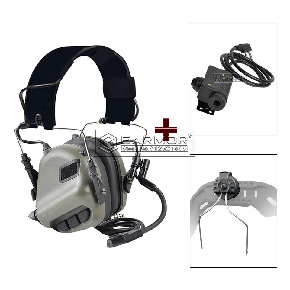 

EARMOR M32 MOD4 Tactical Headset & M51 PTT& M11 ARC Rail Adapter One Sets for Helmet ARC Rail Freely Change Head Mounted