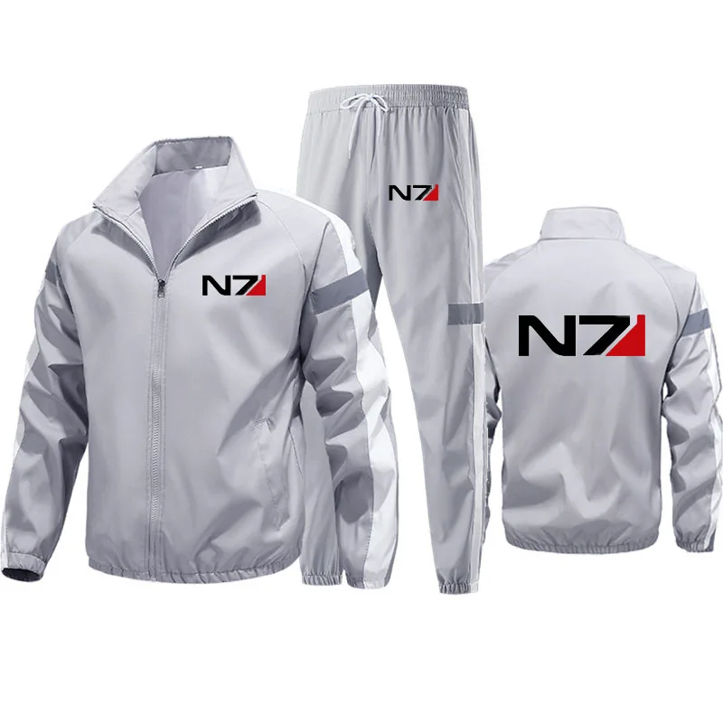 Nuovi uomini N7 Mass Effect stampa giacca tuta casual pullover tinta unita pantaloni lunghi set da 2 pezzi tuta sportiva da jogging autunnale