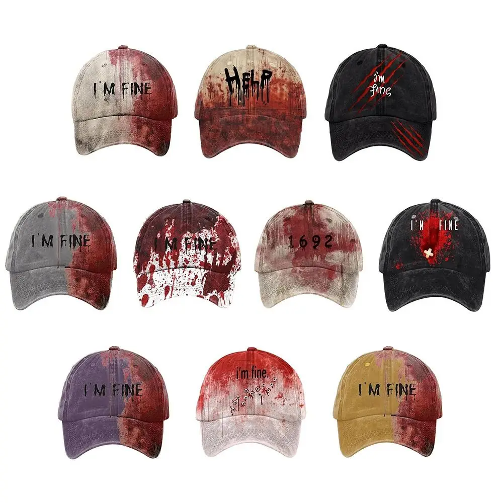 Leisure 3D Printed Halloween Hat Sunshade Tie-Dye Horror Holiday Baseball Hat UV Protection Anti-sun Baseball Cap Summer