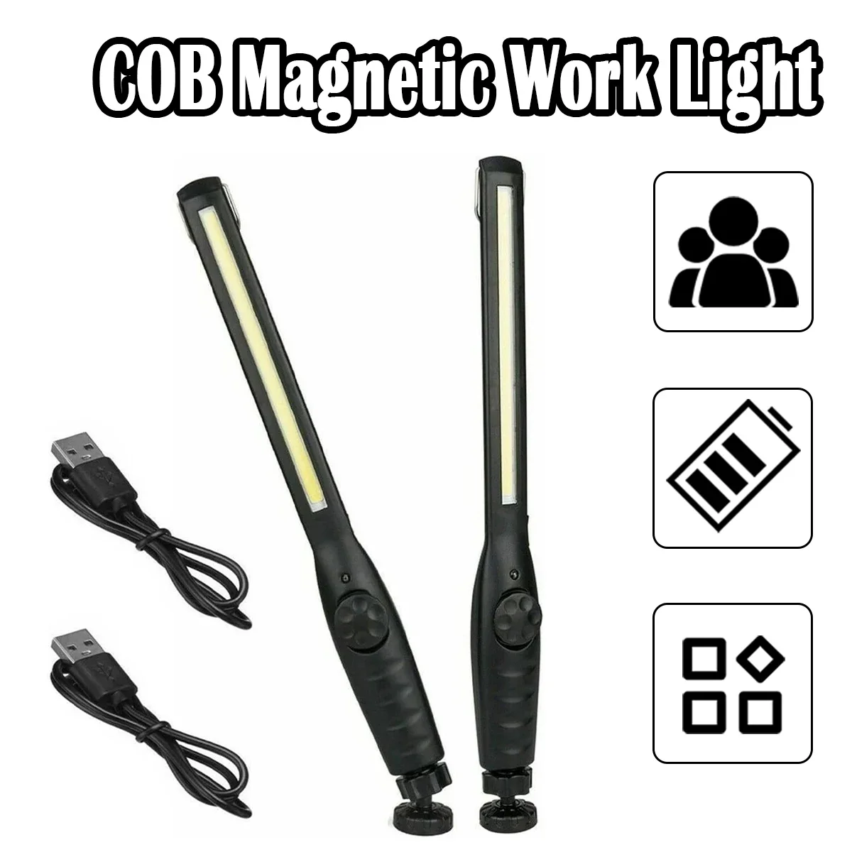 

Led Waterproof Work Light Work Light Magnetic Bright Usb Portable Rechargeable Camping 360°Rotating Angle New Cob Working Light