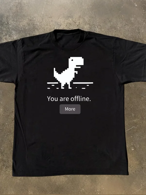 You Are Offline  IT Guy Programmer Short Sleeve Pure Cotton T-Shirt Breathable Casual round Neck Top for Teens Summer