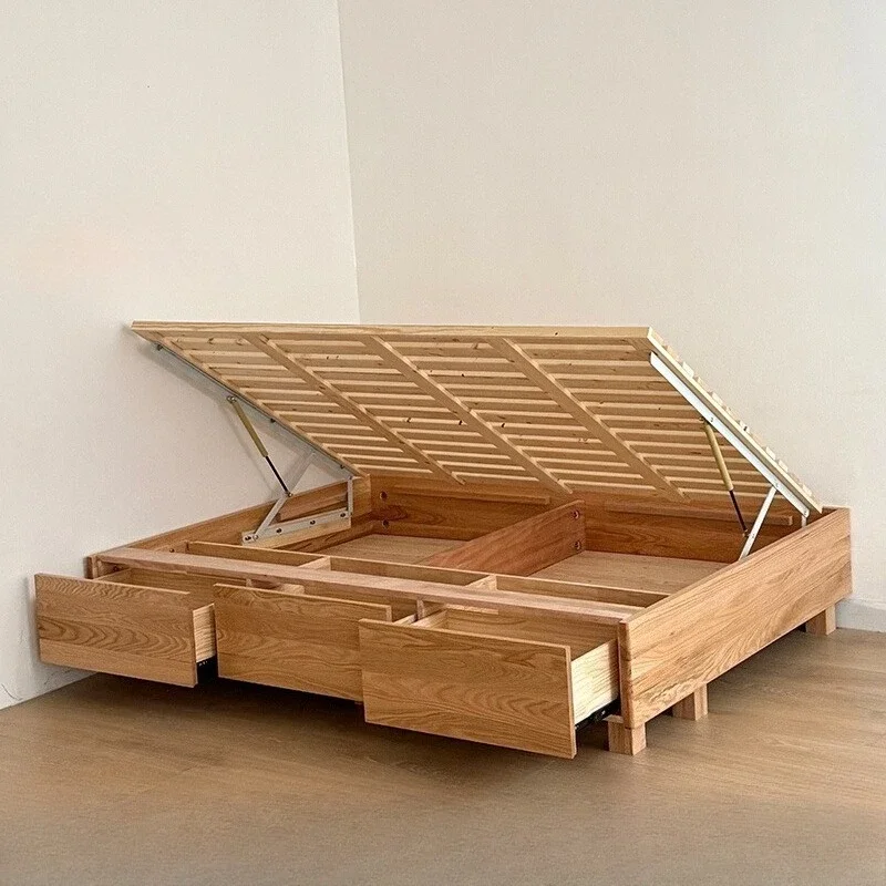 North American red oak simple Japanese-style all-solid wood without bedside log wind small apartment air pressure drawer