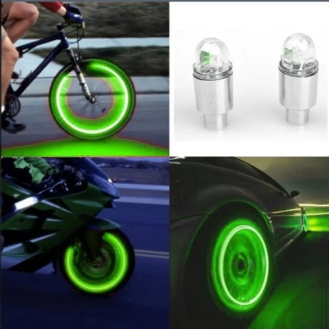 2/4PCS Auto LED Lights Motorcycle Bicycle Lights Tire Valve Covers Decorative Lights Tire Valve Covers Flash Strobes Neon Lights