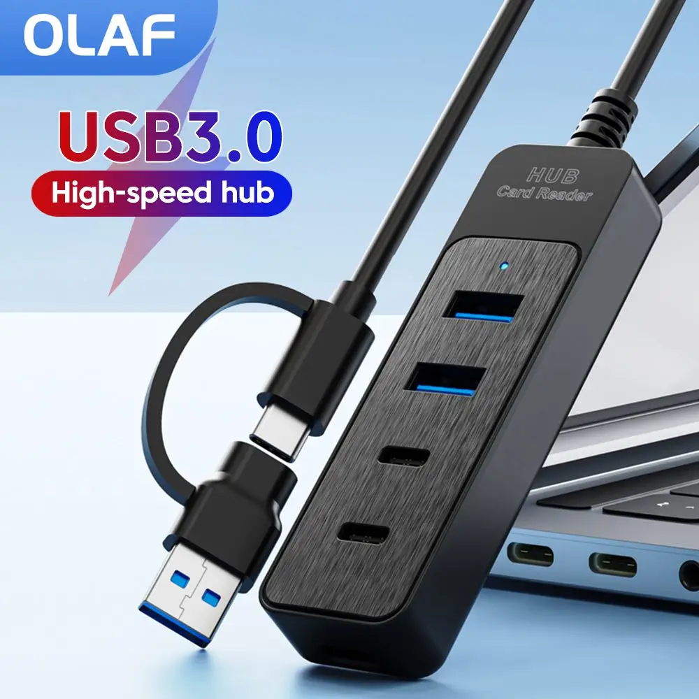 

4Port USB 3.0 Hub USB Hub High Speed type c Splitter USB 3.0 2.0 SD TF Multiport HUB USB Expander For PC Computer Accessories