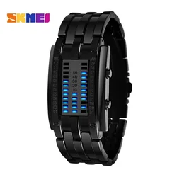 SKMEI 0926 Couple Stainless Steel Strap LED Display Watches 5Bar Waterproof Digital Watch reloj hombre for Creative Sport