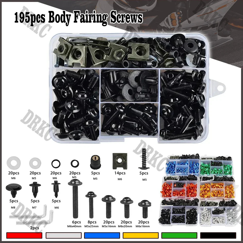 

195PCS Motorcycle Fairing Bolts Screws Kit Nut Clips For VOGE 250rr 300rr 525rr 250 rr 500R 525R 525 R 300DS 500DS 300 500 DS