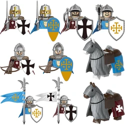 Medieval Building Blocks Solider Mini Action Figures Weapons The War of Roses Teutonic Knights War-horse Shield Helmet Toys Gift