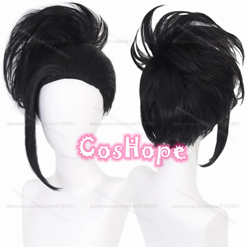 MHA YAOYOROZU MOMO Cosplay Wig Short Fluffy Black Wig Cosplay Anime Cosplay Wigs Heat Resistant Synthetic Wigs