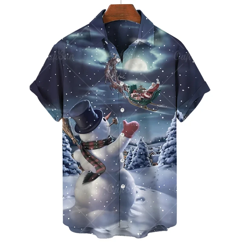 

New Cheap Christmas Mens Clothing Men's Shirt Short Sleeve Tops 3d Santa Claus Graphic Shirt Male And Women Oversized Apparel