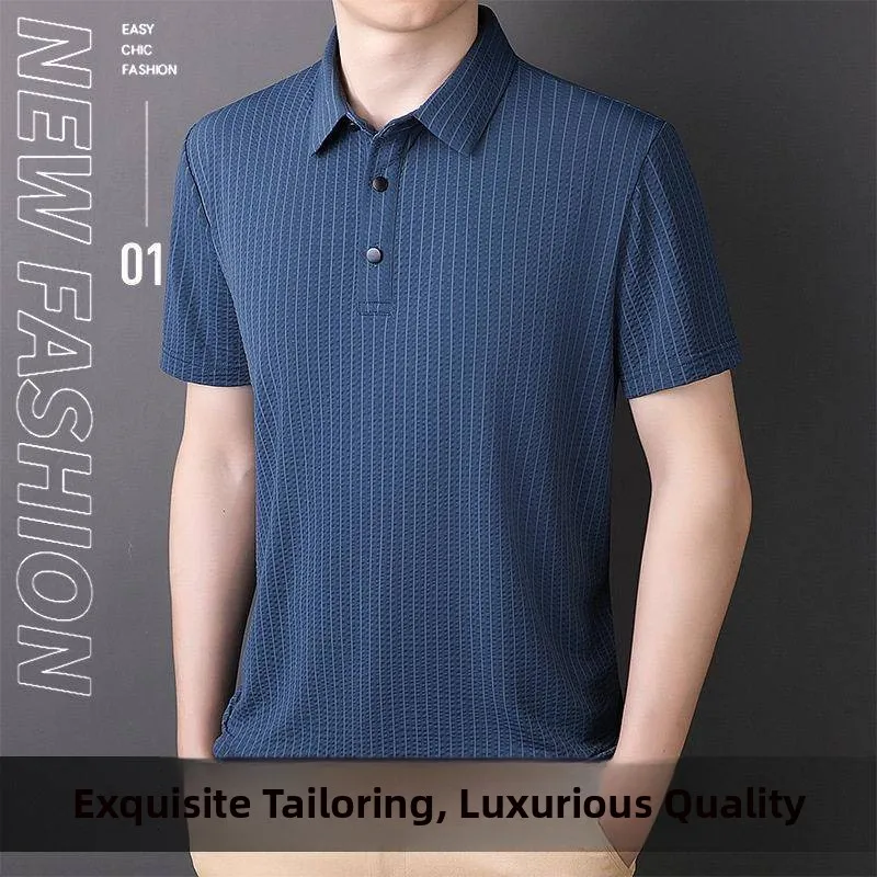 

Youth Fashion Casual Ice Silk Short Sleeve Shirt Turn-down Collar Loose Fit Summer New Style Korean Version Business Lei...