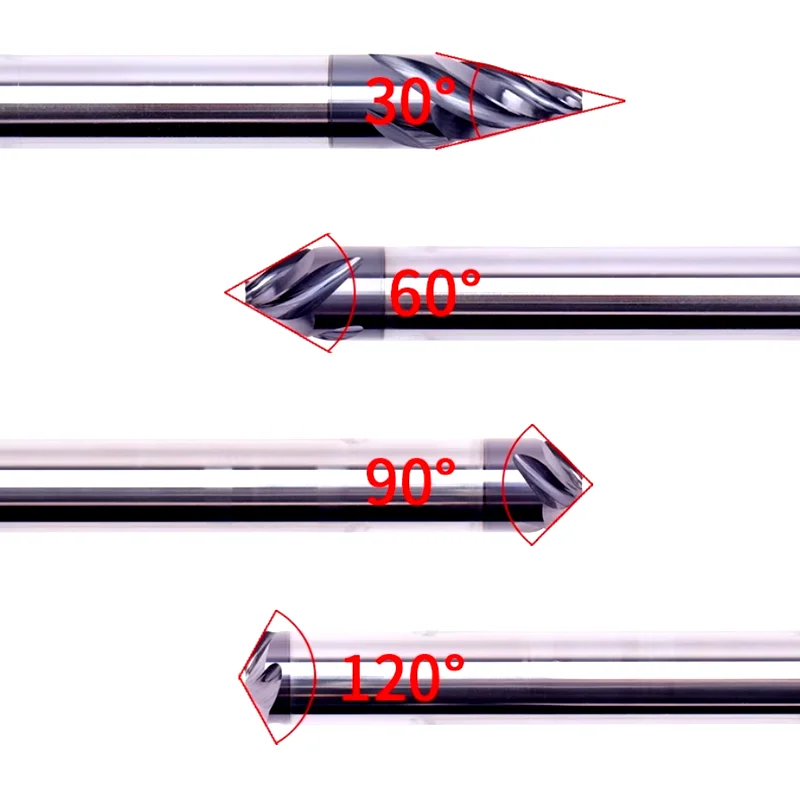 30 60 90 120 Degree 4 Flutes Chamfer Milling Cutter Spiral Carbide Corner Countersink Chamfering Mill Deburring Edges For Steel