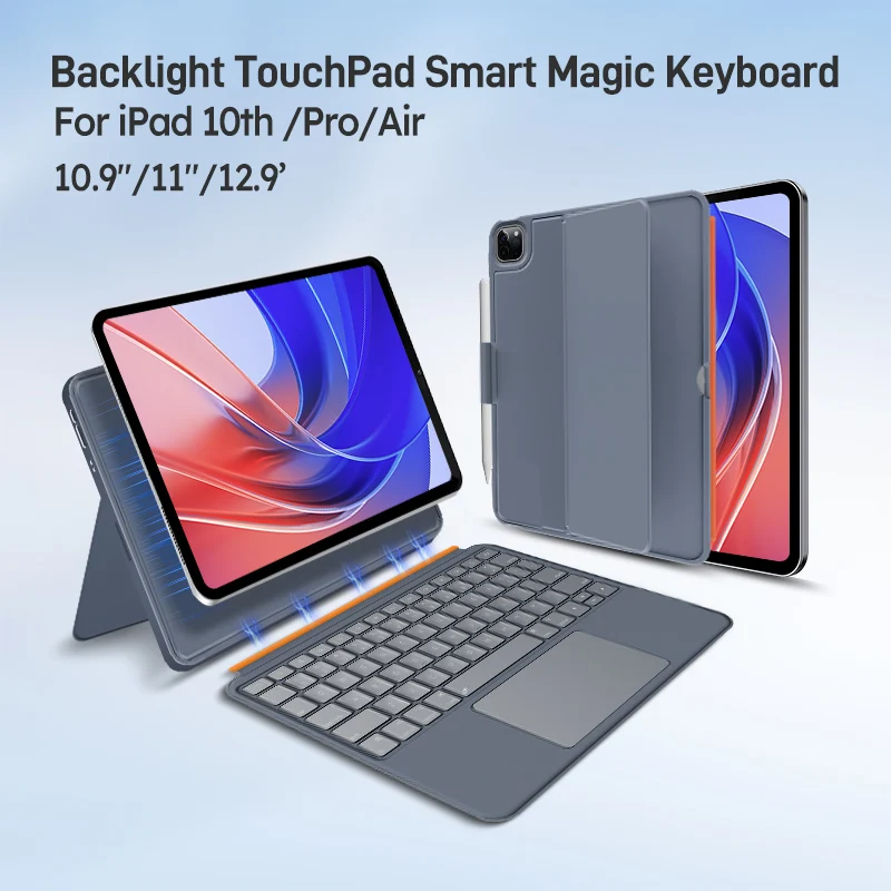 เมจิกคีย์บอร์ดสำหรับ iPad Pro 11 Air4 Air 5 สำหรับ iPad 10th Generation Pro 12.9 6th 5th 4th 3rd Gen Smart Cover เคสที่ถอดออกได้