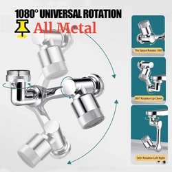 Metal 1080° Universal Rotation Faucet Sprayer Head for Faucet Extender Aerator Bubbler Nozzle Kitchen Tap Washbasin Robot Arm