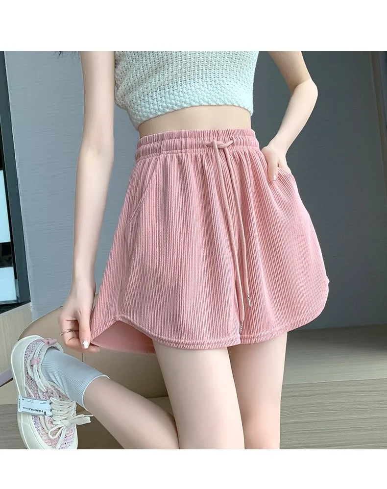 

1pc Waistband Waffle Shorts Classic Everything Summer Casual Loose Shorts Drawstring Sports Shorts Fitness Running Wide Legs