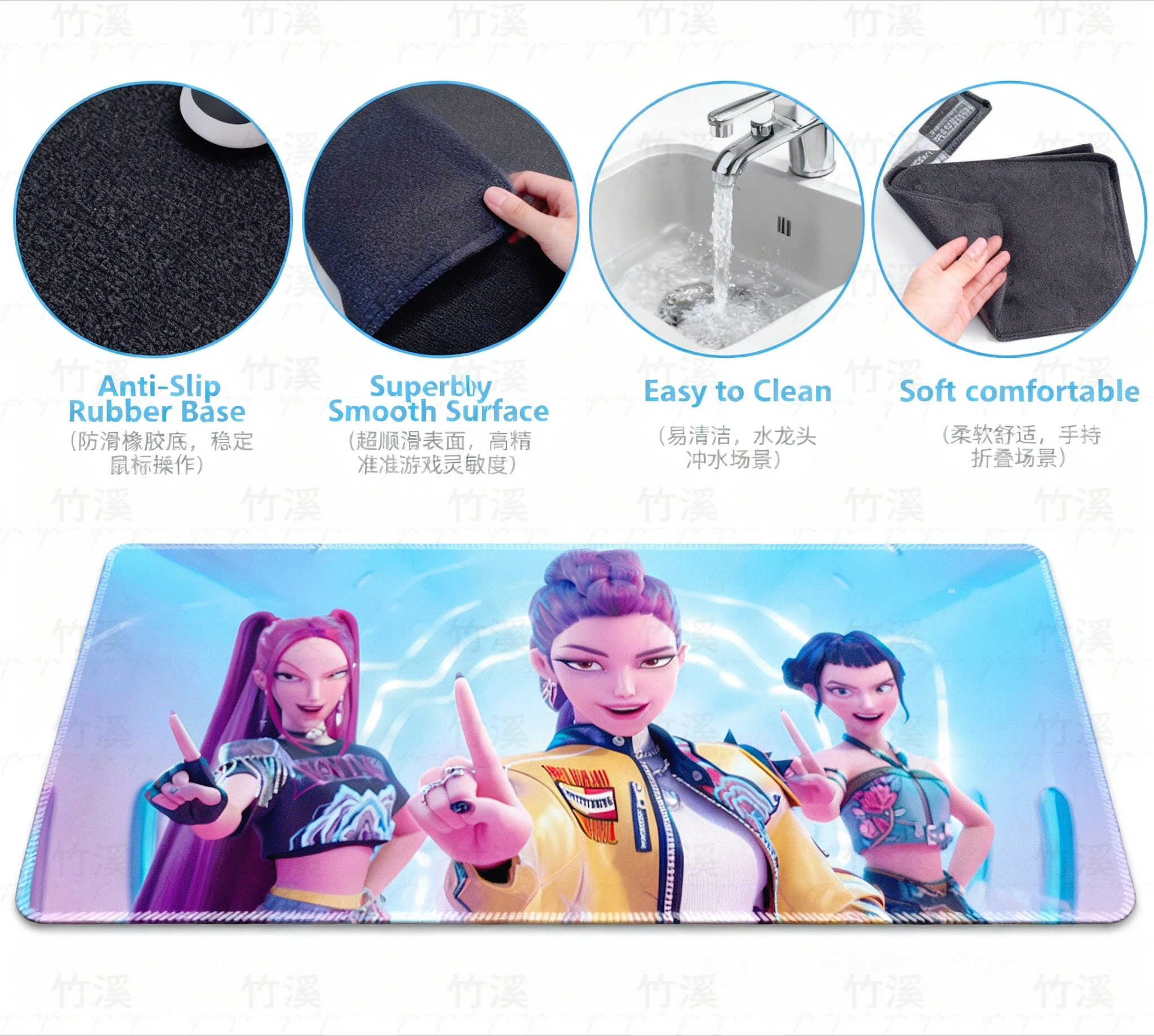 Alfombrilla de ratón Kpop Demon Girl Group, alfombrilla de teclado de anime XXL, alfombrilla de escritorio gruesa para juegos, superficie antisuciedad