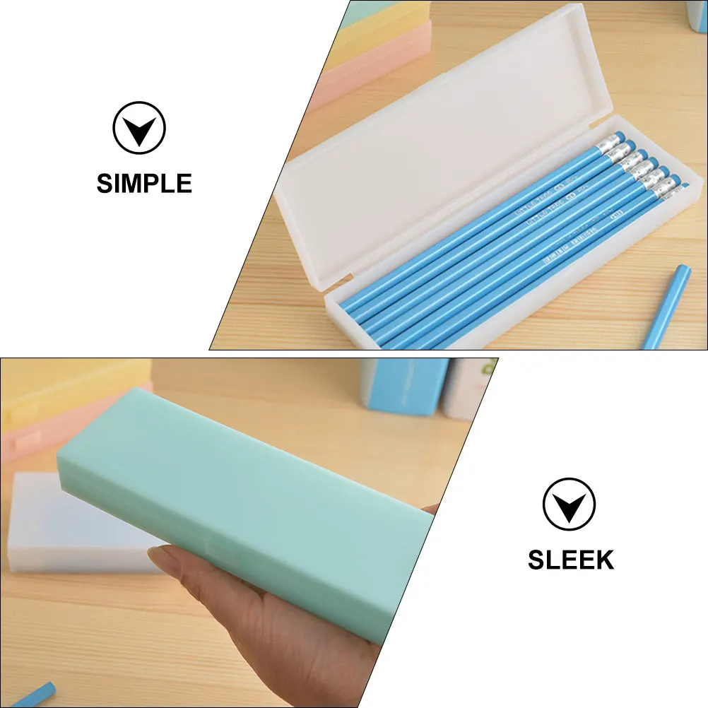 

4 Pcs Pencil Case Colored Plastic Storage Translucent Stationery for Students Pupils
