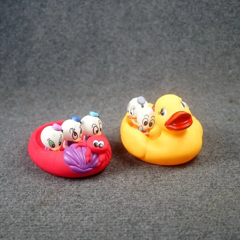 Kinder bad Spielzeug Vinyl Puppe niedlichen Enten krabben mit 3 Baby Enten Kinder geschenke 17cm