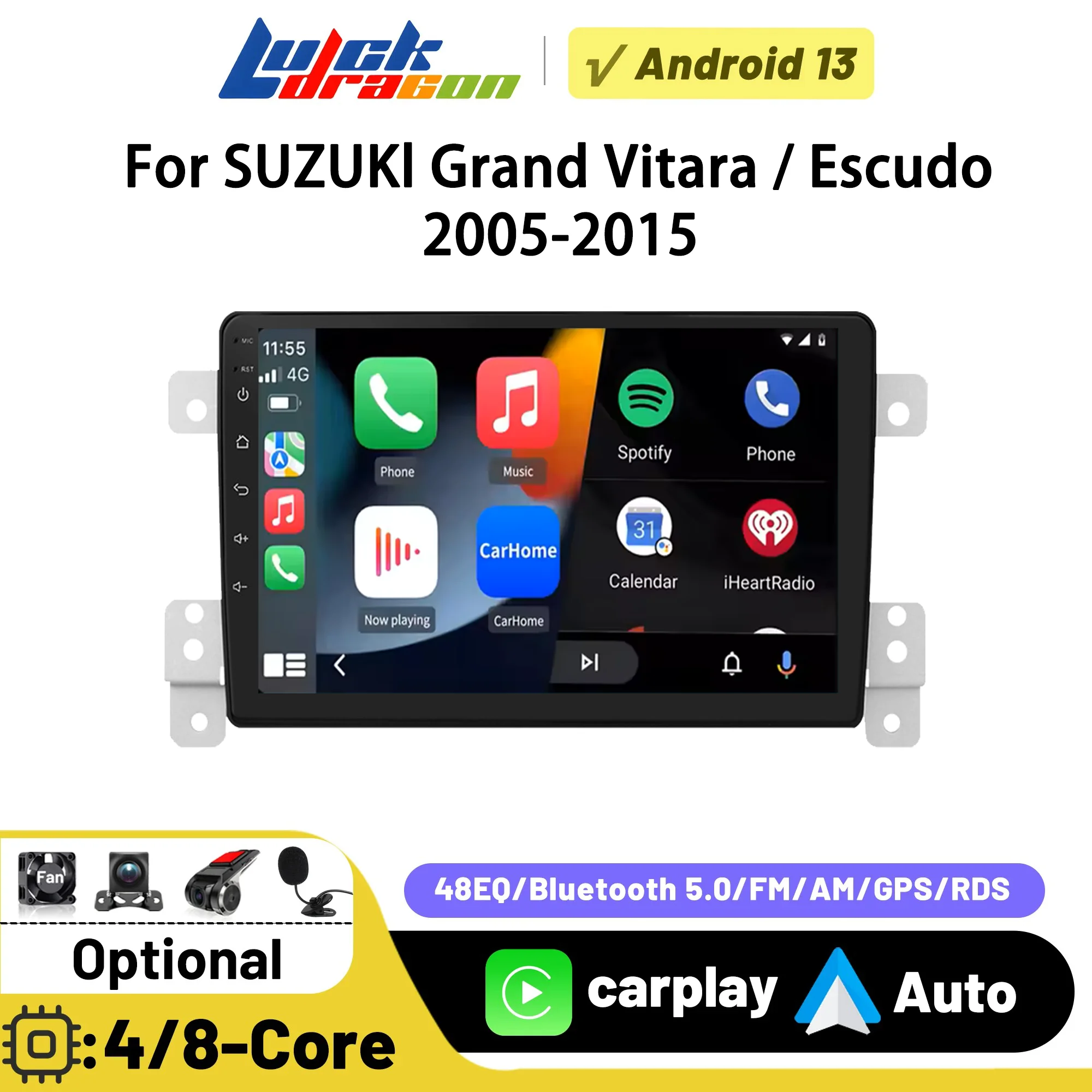 

2Din Car Radio for Suzuku Grand Vitara/ Escudo 2005-2015 Car Intelliengt System CarPlay Android Auto GPS Bluetooth WIFI FM Audio