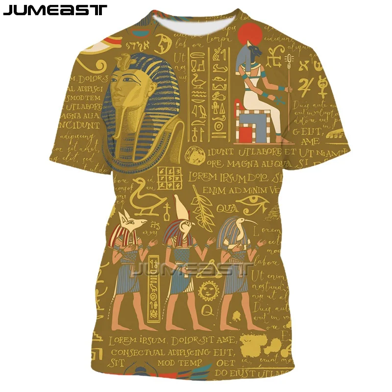 Men 3D Ancient Egyptian Statues Graphic T Shirt Vintag Streetwear Short Sleeve Tops Ancient Egyptian Print Gods Of Horus Clothes