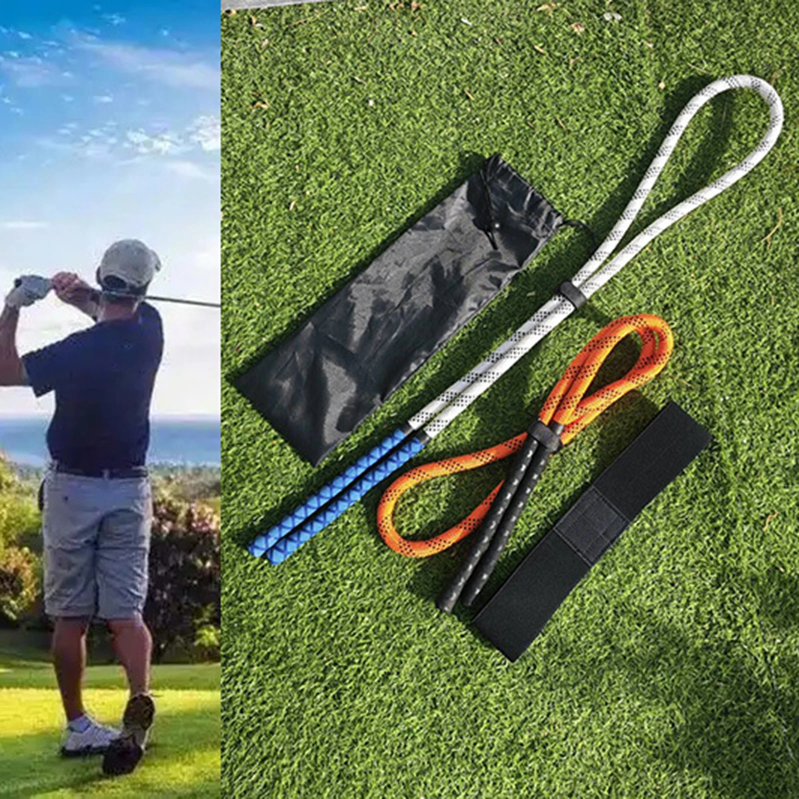 

Tennis Swing Training Rope Tennis Serve Training Aid for Beginners, Tempo Warm up Exercise with Storage Bag for Home Garden