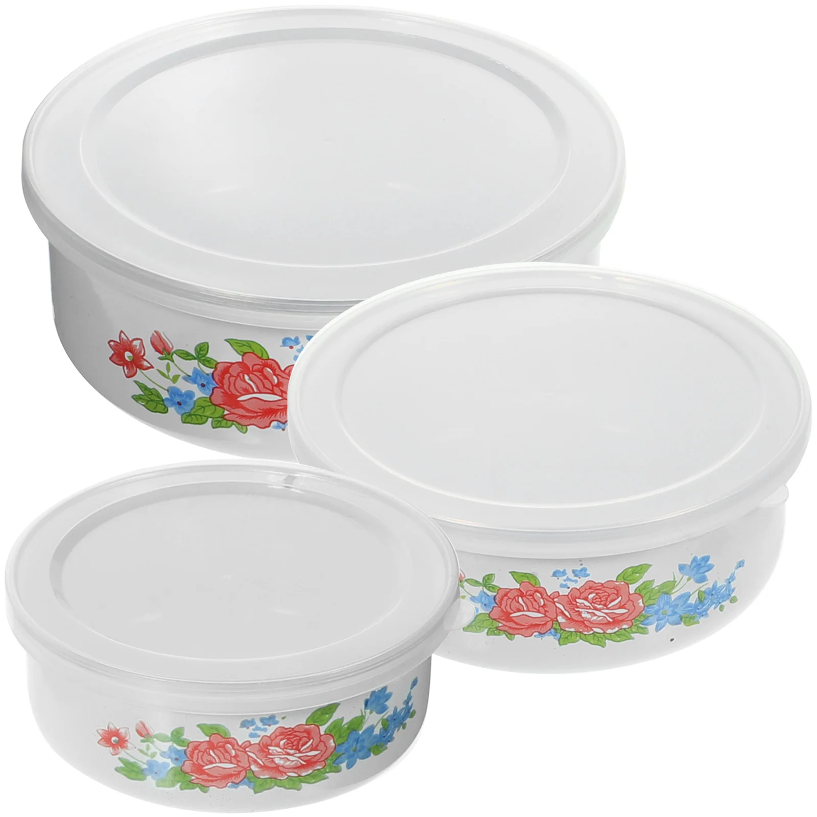 

3pcs Enamel Bowl Enamel To Containers With Lids With Lids Food Storage Bowl Food Preservation Container For Hold Soup