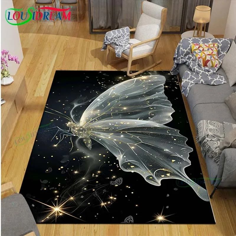 

3D Colorful 、Black and White Butterfly Carpets Living Room Anti-Skid Area Rug Kids Bedroom Mats Yoga Mat Large Carpet Decor